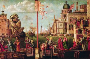 Meeting of Etherius and Ursula and the Departure of the Pilgrims, from the St. Ursula Cycle (detail) by Vittore Carpaccio